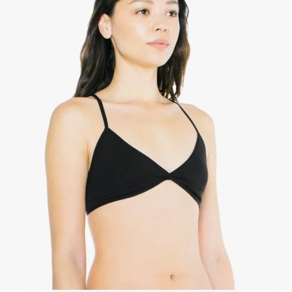 American Apparel Cotton Spandex Jersey Crossback Bra M Medium Black: Set of 2 - Picture 4 of 7